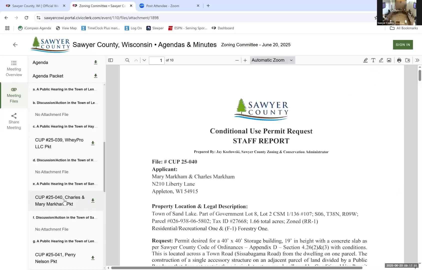 Committee approves two accessory-structure CUPs placed across town roads to reduce lakefront impervious surface