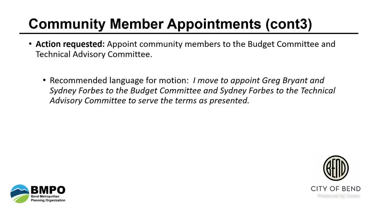 Votes at a glance: Bend MPO policy board — June 20, 2025