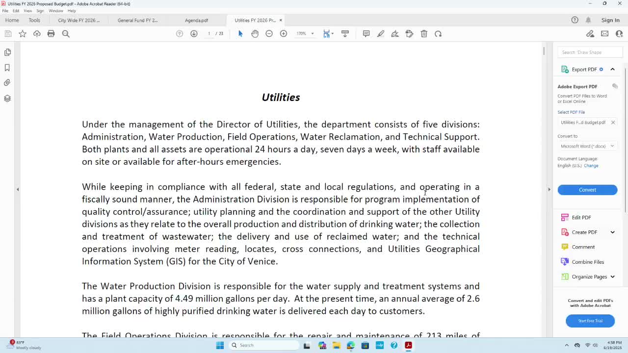 Utilities Director Javier Vargas reports zero effluent discharge since 2017