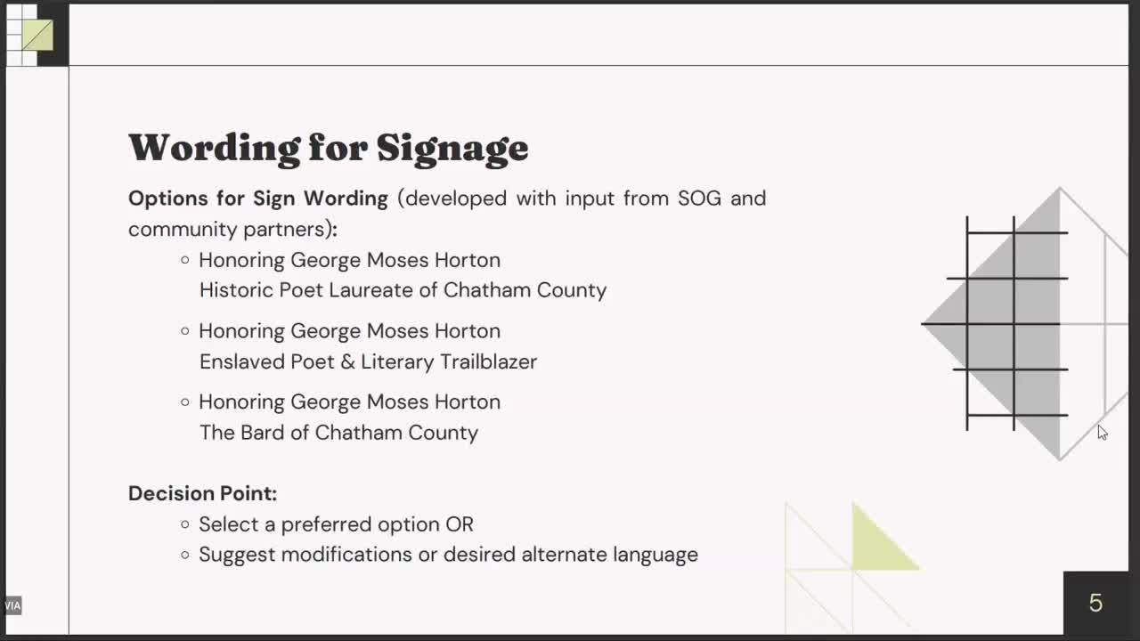 Chatham County Board honors George Moses Horton with new signage