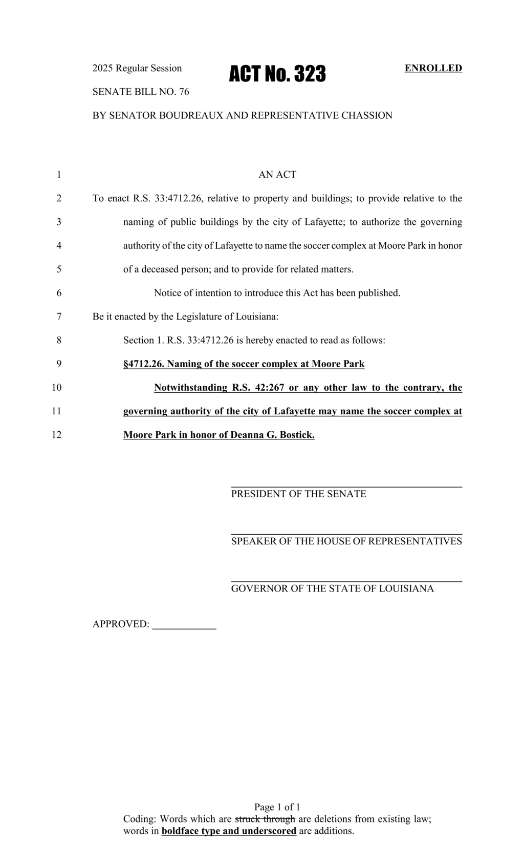 Louisiana Legislature authorizes naming Moore Park soccer complex after Deanna G. Bostick