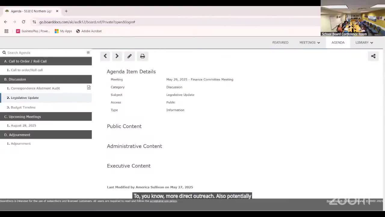 Finance committee discusses pro forma timing, outreach and use of Balancing Act tool