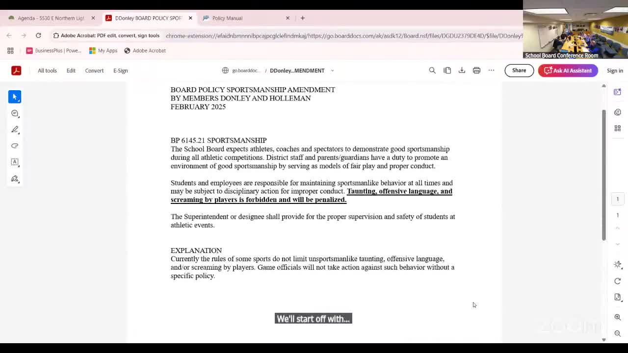 Board declines to advance proposed sportsmanship policy after extensive debate