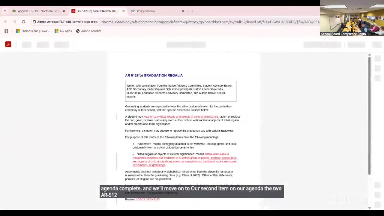 ASD updates graduation guidance to include carrying tribal regalia; aligns wording with state law