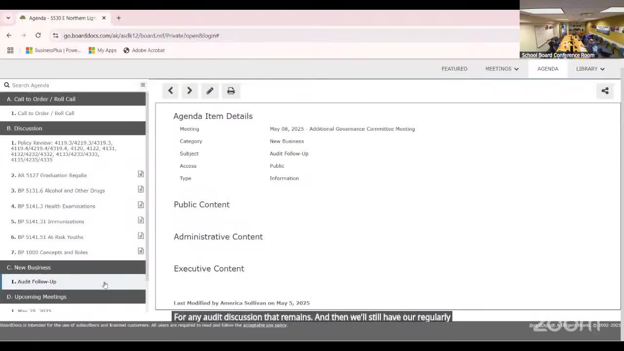 ASD governance committee agrees to pursue workgroup after purchasing audit; board, administration to coordinate
