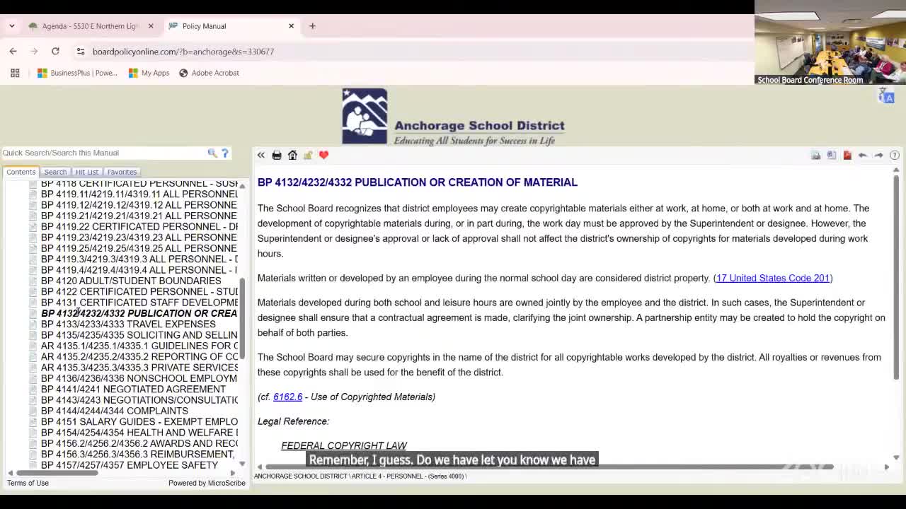 ASD notes two recently copyrighted elementary curricula; district retains ownership of materials developed during work time