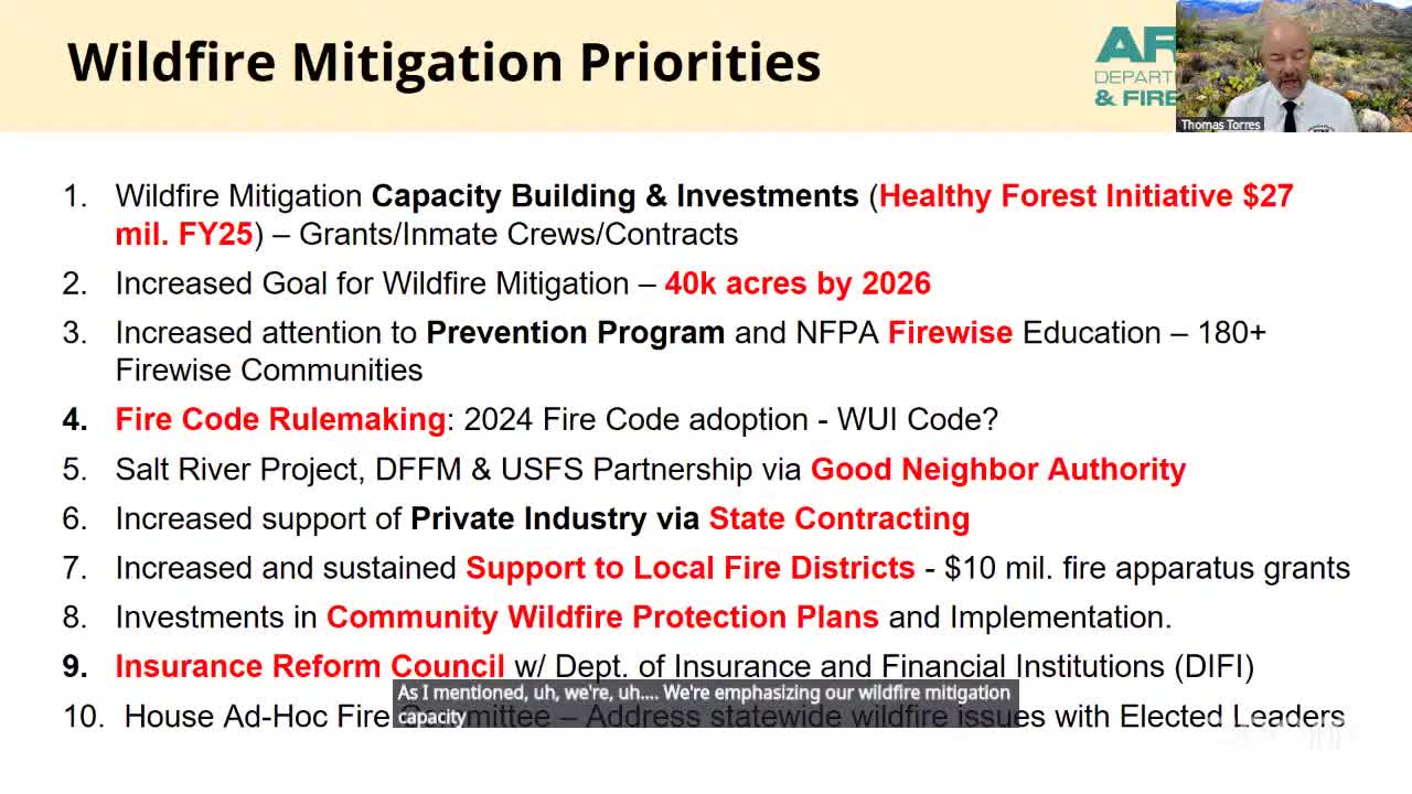 Arizona fire officials outline goals for wildfire suppression and Firewise education initiative