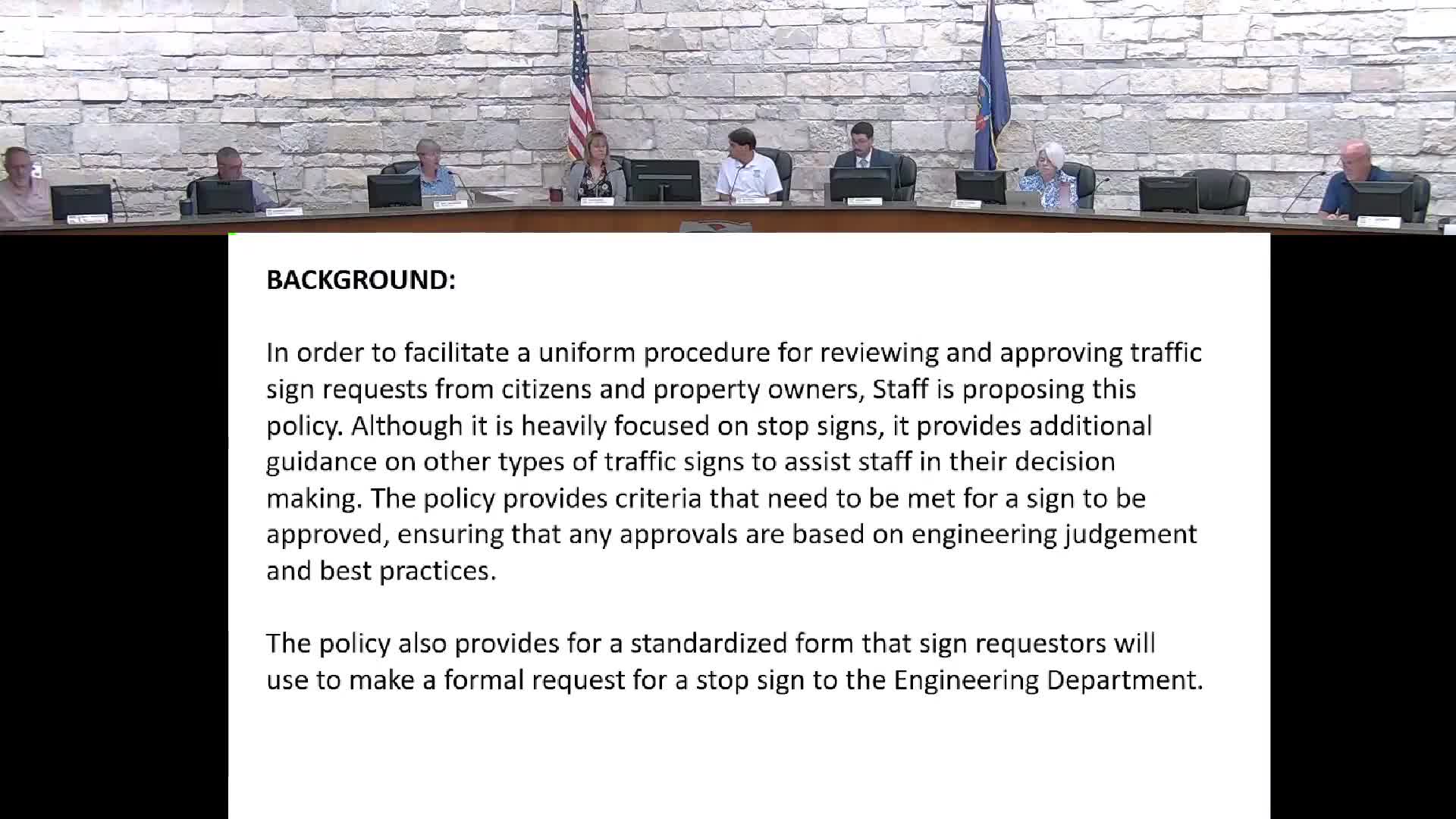 Mount Pleasant Board approves traffic sign policy for consistent decision-making