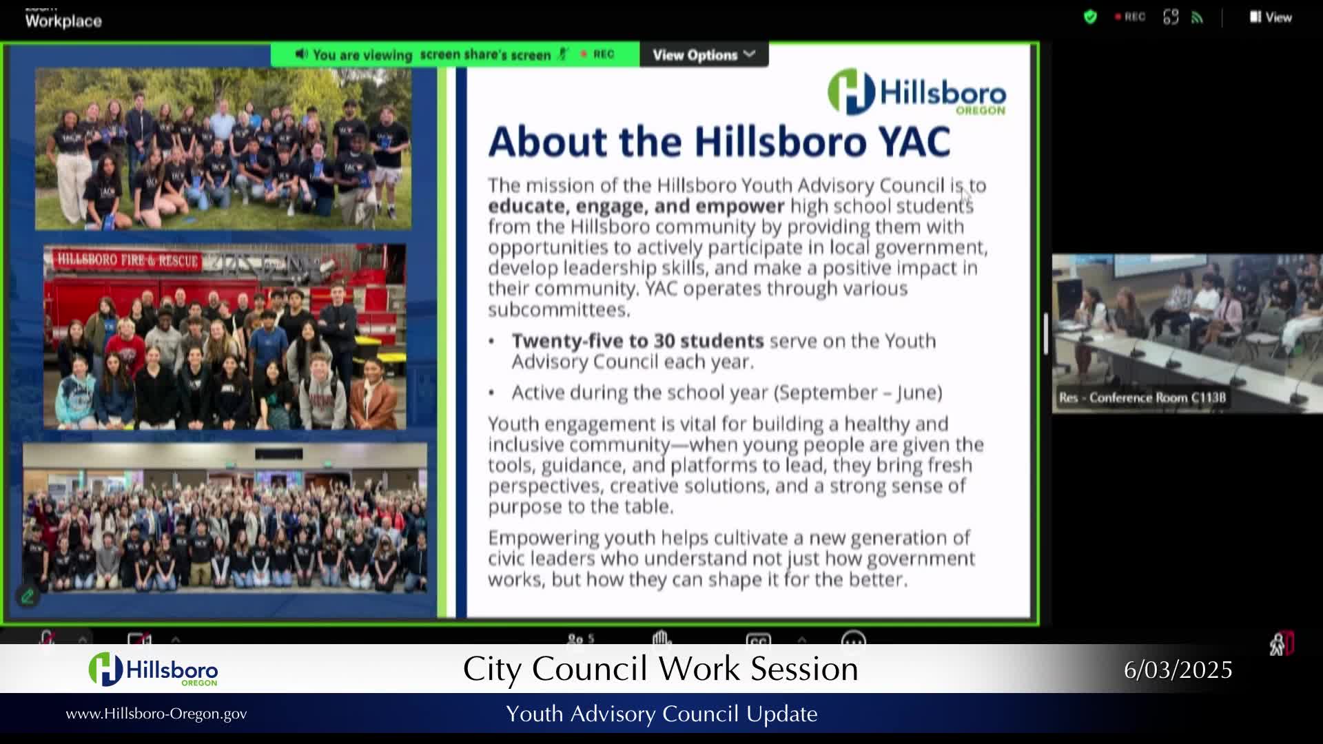 Hillsboro Youth Advisory Council presents year-end projects on climate, equity, transportation, mental health and homelessness