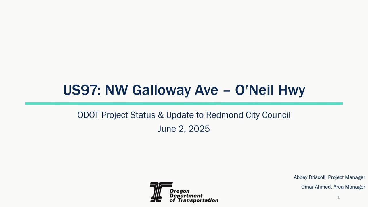 Redmond officials present safety improvements for US 97 O'Neil Highway project