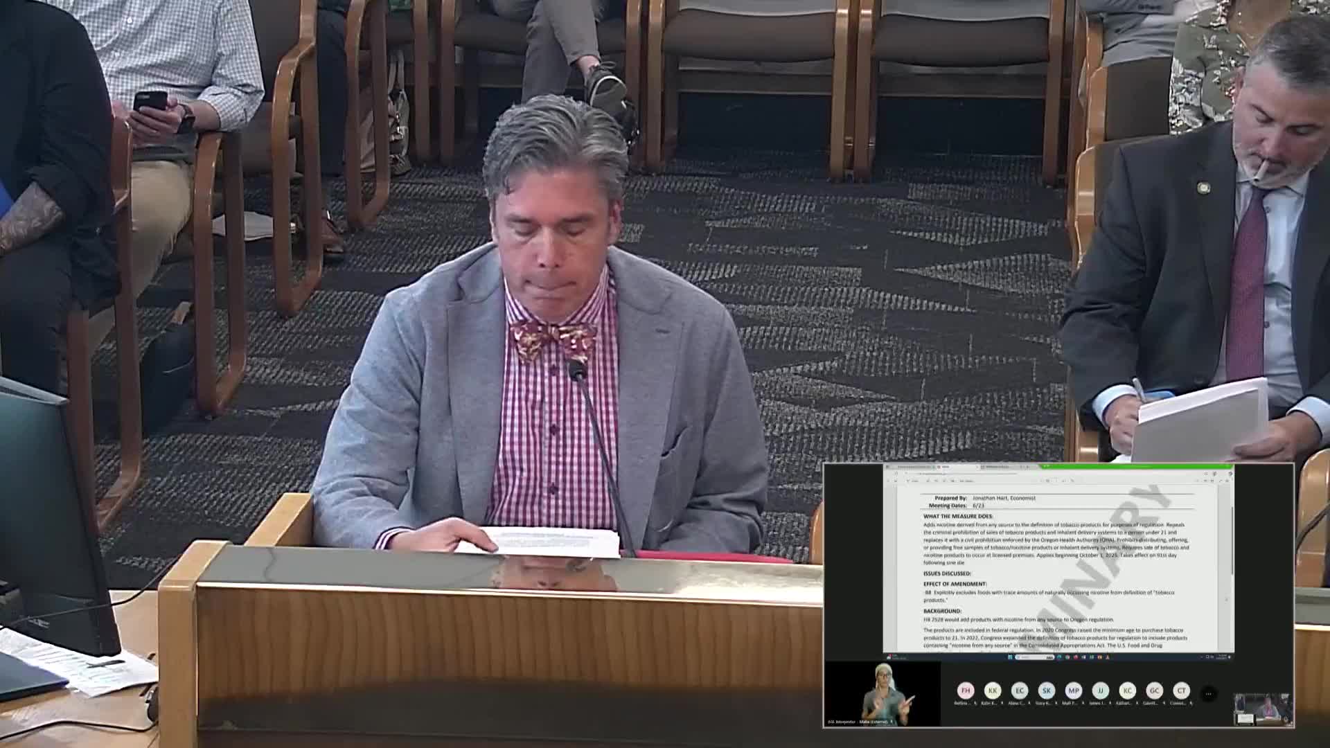 Oregon committee advances House Bill 2528B to regulate tobacco products for youth protection