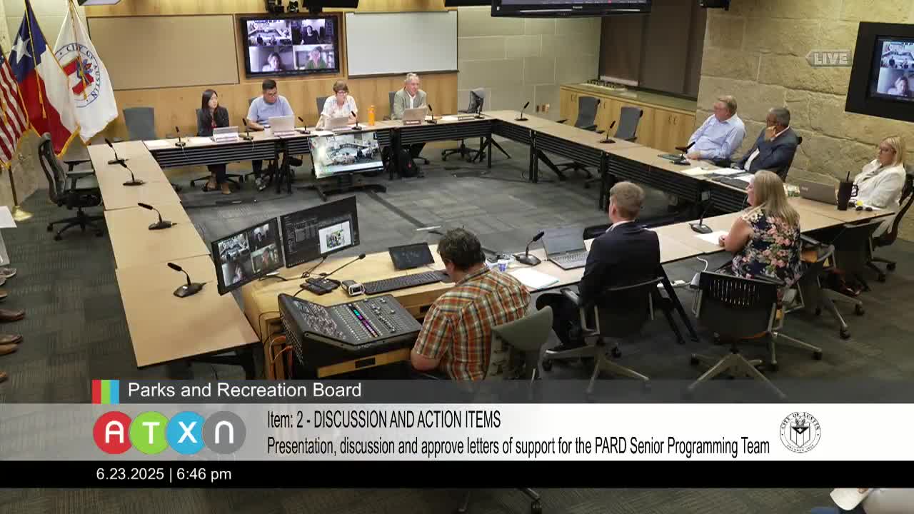 Austin Parks Board Commends Senior Programming Team for Community Impact