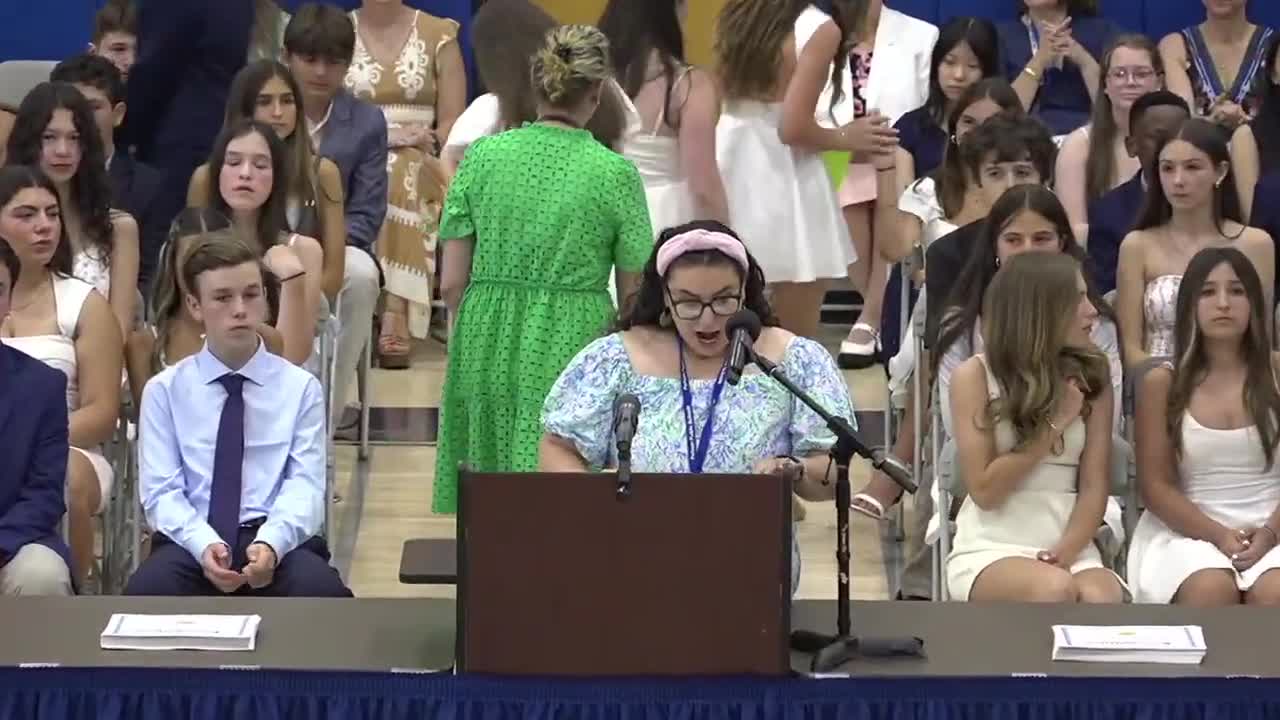 Pelham Middle School honors Fiona Henry and Ryan Kraus with Tom Roxgold character award
