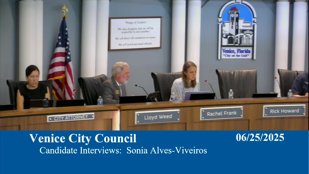 Andrew Butterfield discusses community needs during Venice City Manager candidacy interview