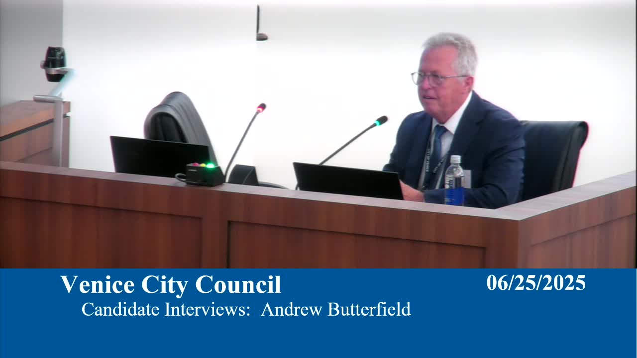 Venice City Manager candidate emphasizes collaboration and financial prudence in interview