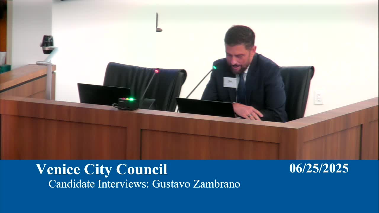 Gus Zambrano outlines vision for Venice's sustainable growth and community engagement