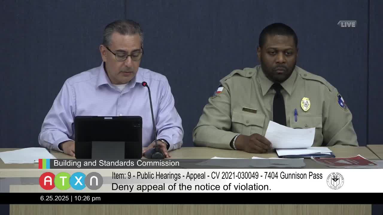 Inspector Robinson reports on illegal shed construction in Austin flood hazard area