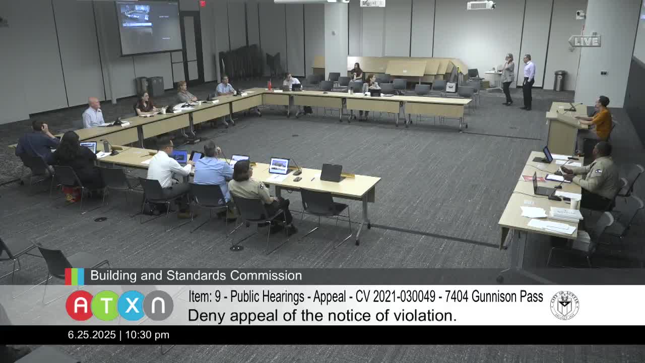 Homeowners at 7404 Gunnison Pass contest city violations during commission meeting