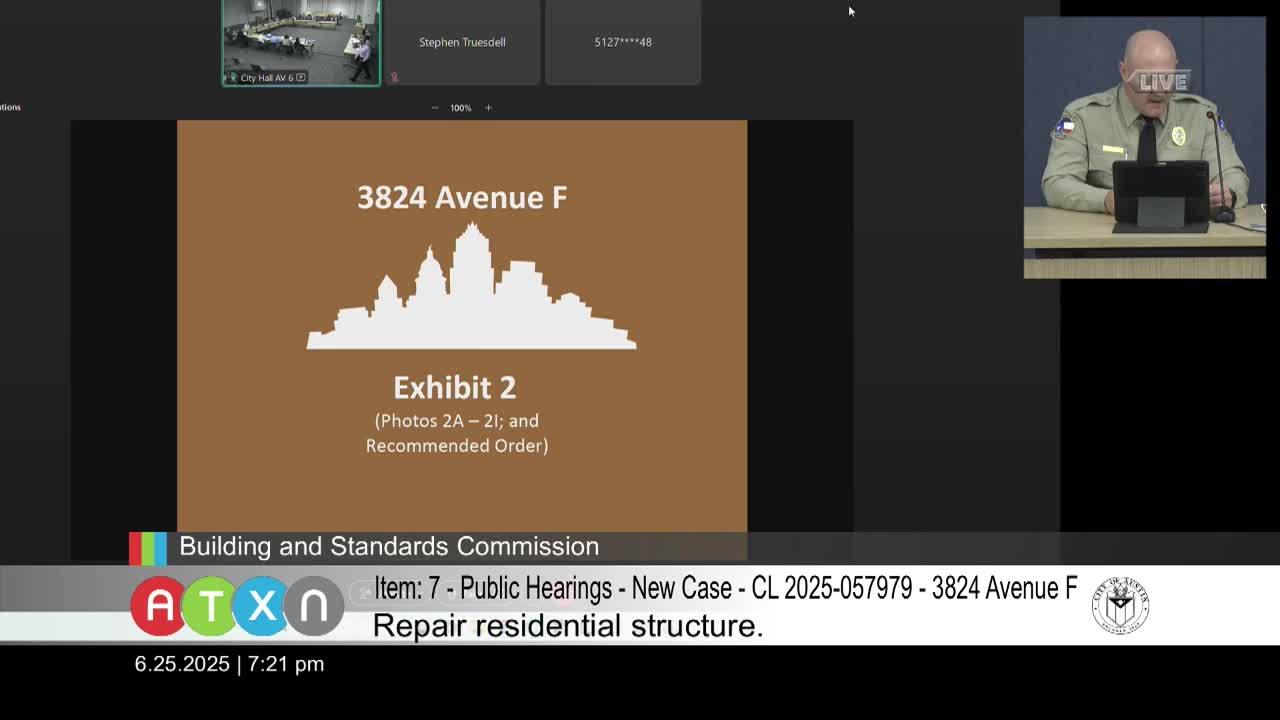Austin Building Standards Commission orders repairs for substandard residential structure