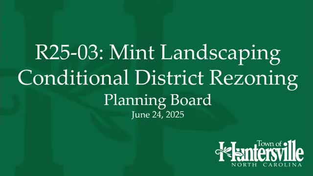 Planning board recommends approval for Mint Landscaping rezoning with conditions tied to future road extension