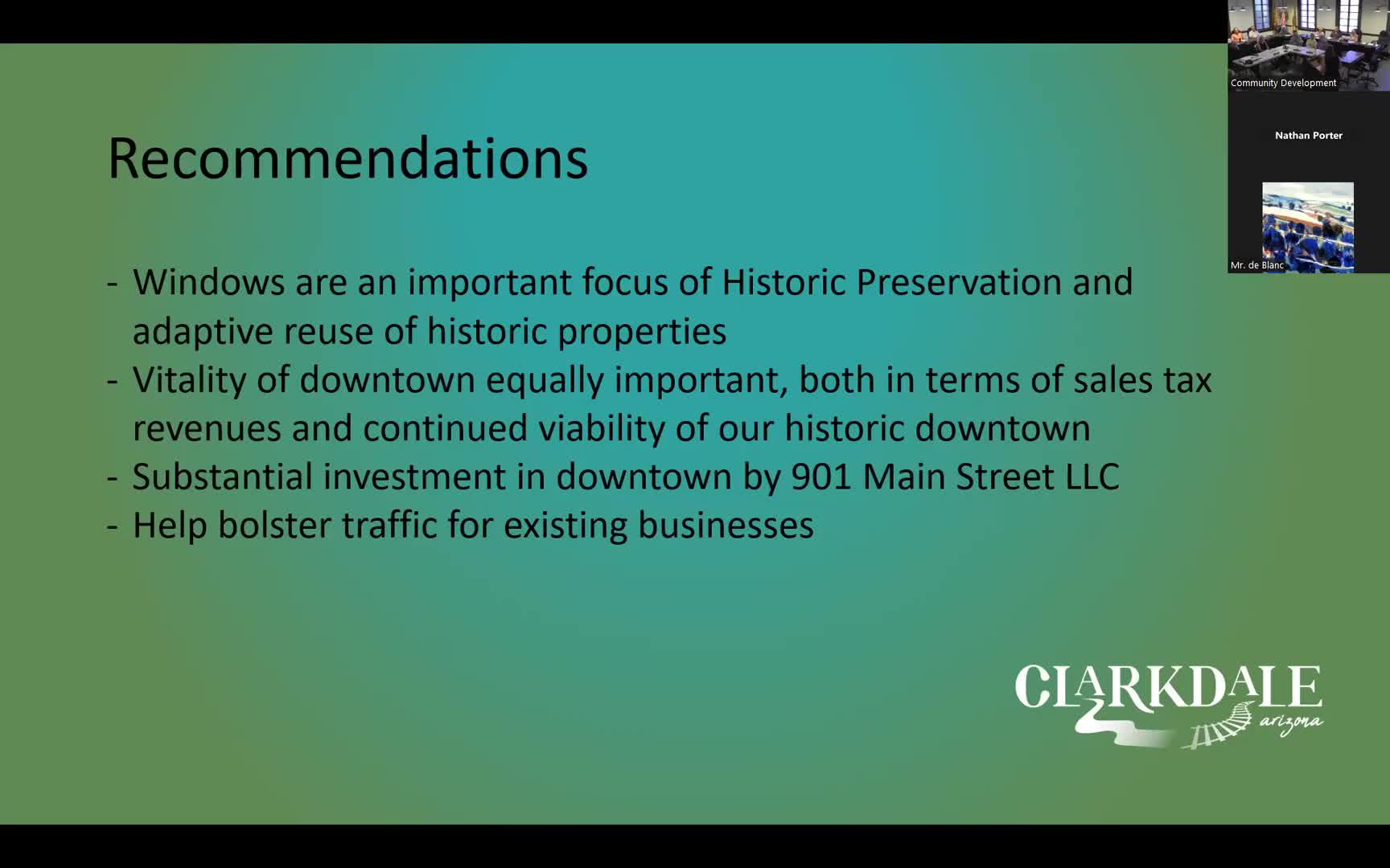 Clarkdale project seeks window design revision to enhance downtown restaurant appeal