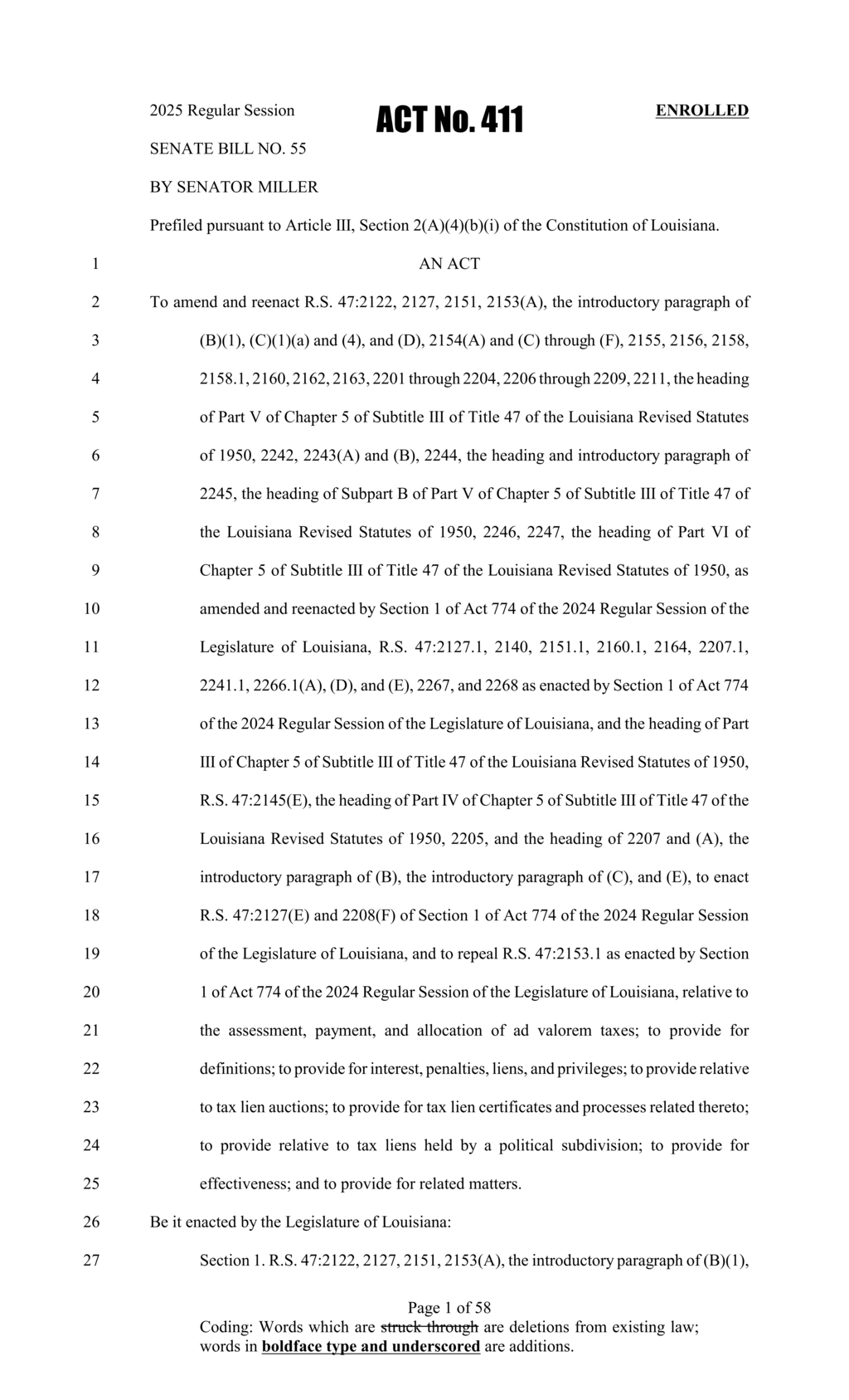 Louisiana bill mandates notification for delinquent property tax payments and penalties