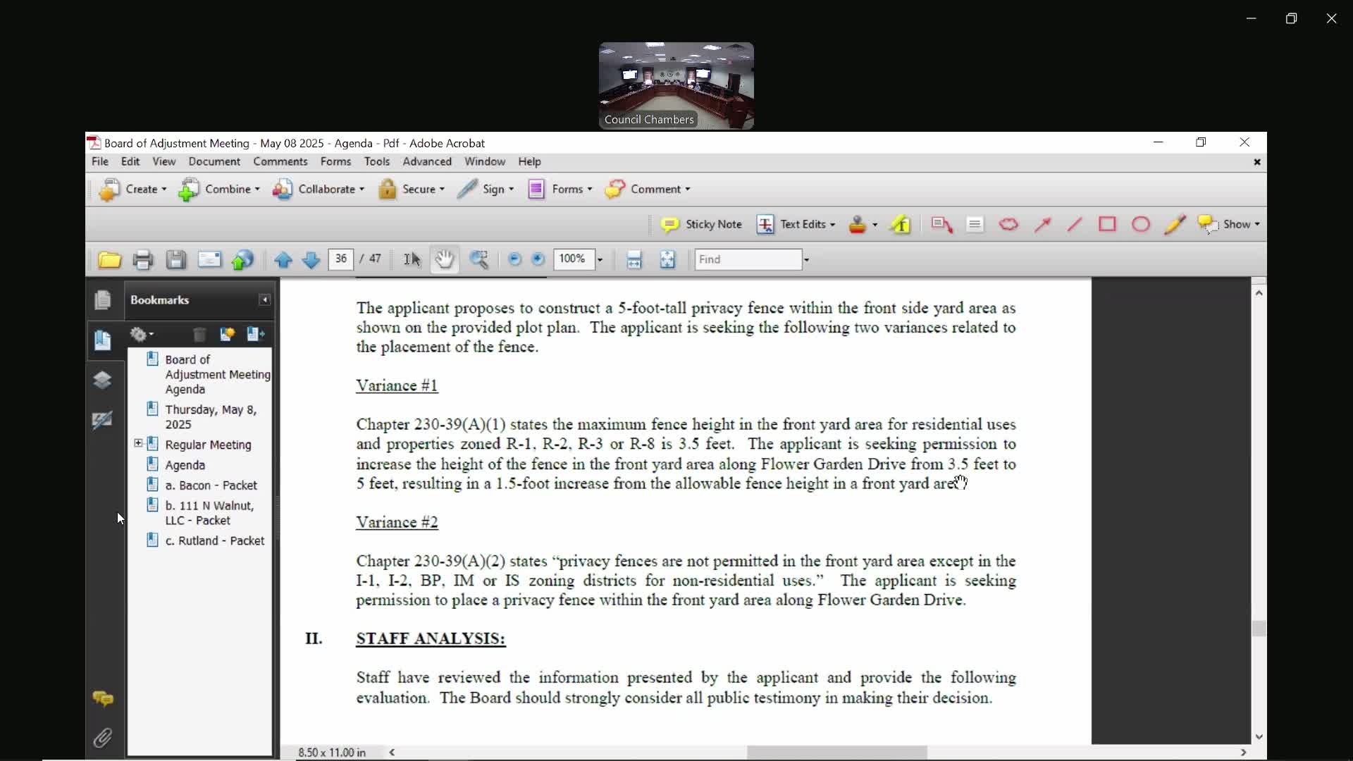 Board allows 5-foot front-side privacy fence at 7663 Central Park Boulevard