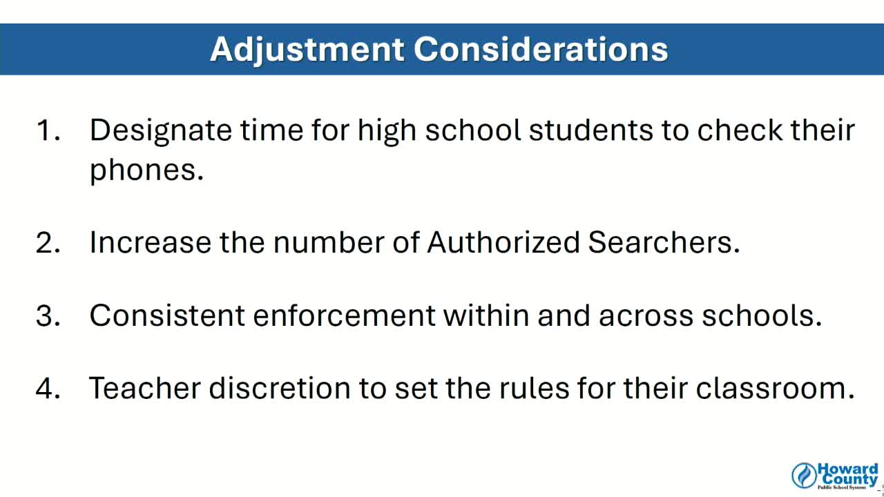 Howard County work group evaluates student device usage policies for high schools