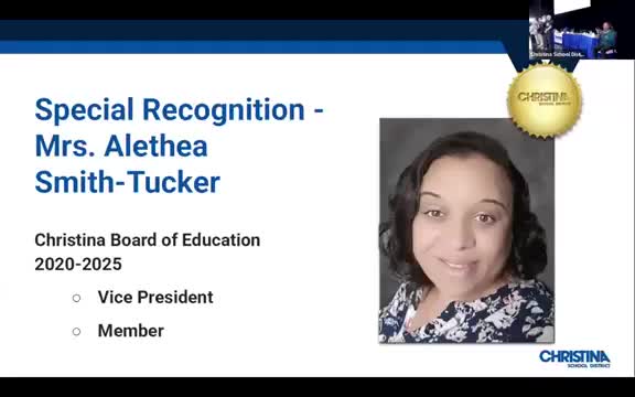 Christina School District honors Alethia Smith Tucker for five years of dedicated service