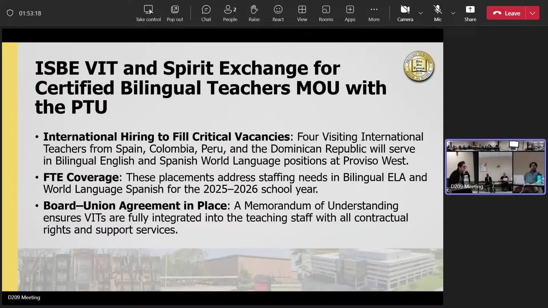 District moves to hire four visiting international teachers to fill vacancies