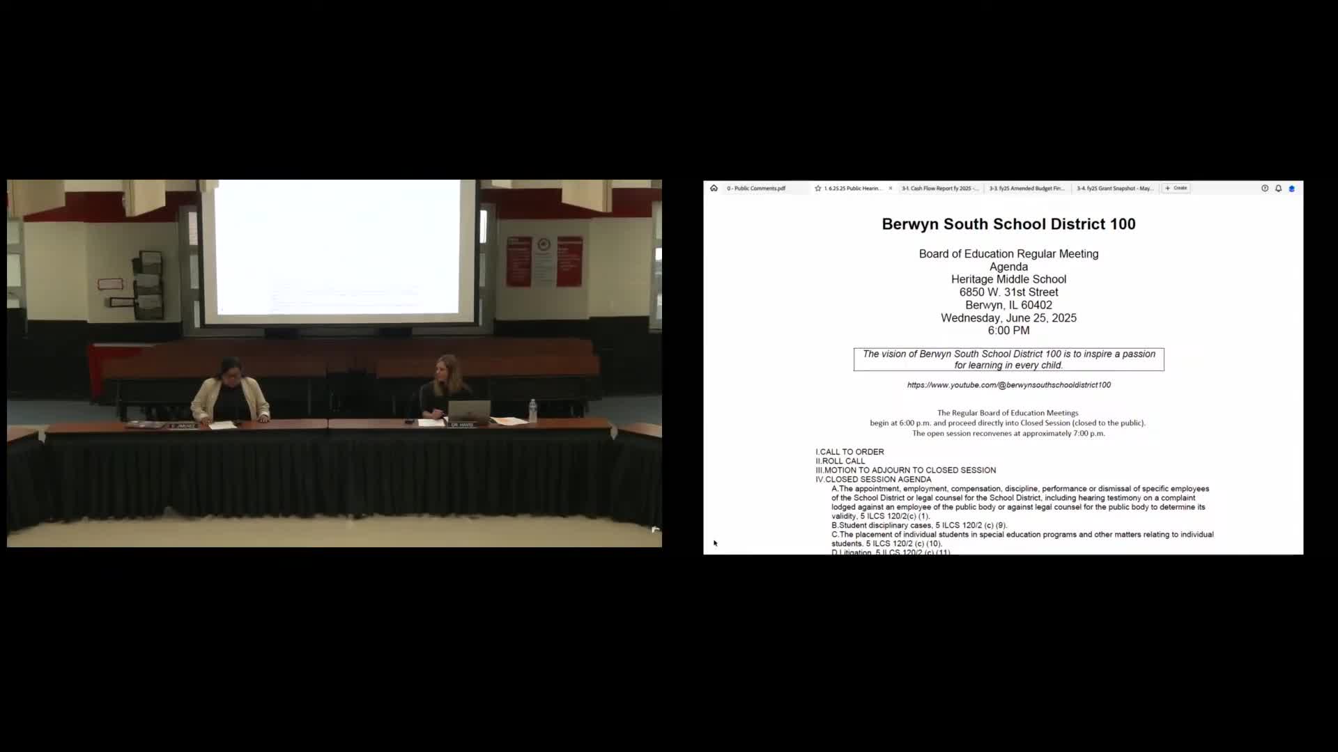 Berwyn South SD 100 board adopts amended FY25 budget; finance committee flags $6M transfer to capital projects