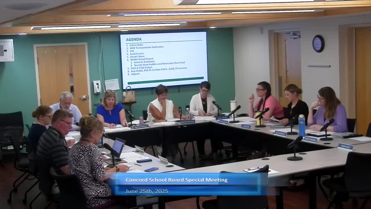 Concord board approves transfer to cover student meal debt, urges point‑of‑sale review