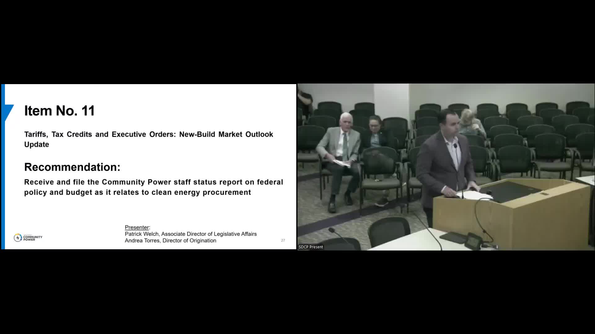 San Diego Community Power warns federal tariff and tax-credit proposals could raise procurement costs; board asks staff for consumer communications plan