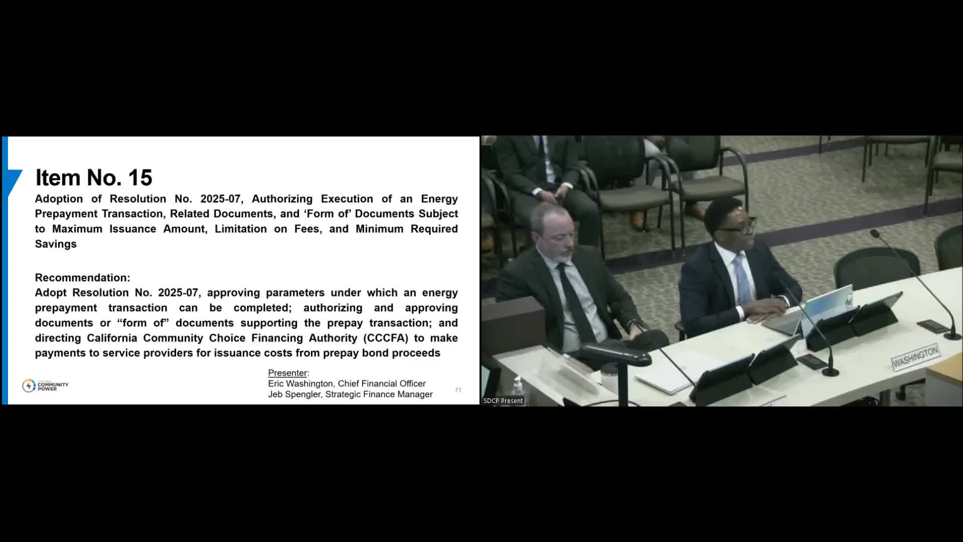 Board authorizes parameters for second clean‑energy prepayment bond to secure procurement savings