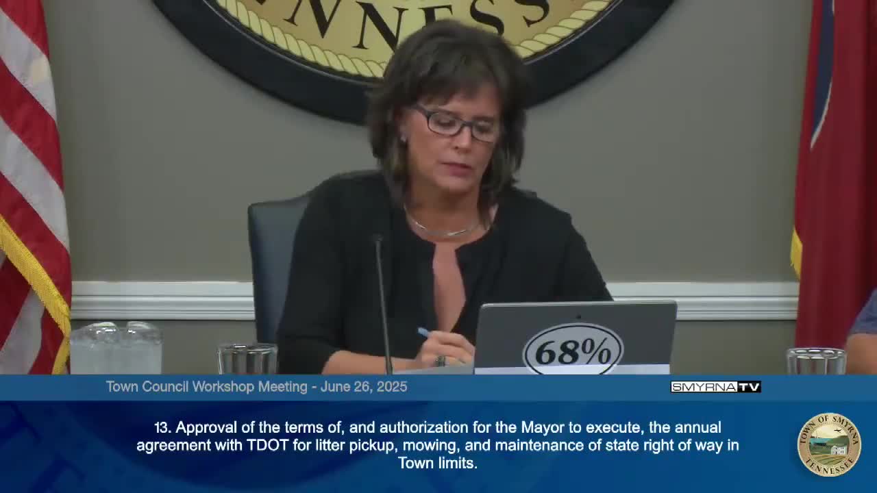 Council reviews TDOT maintenance contract and local mowing concerns; Jefferson Pike transfer discussed