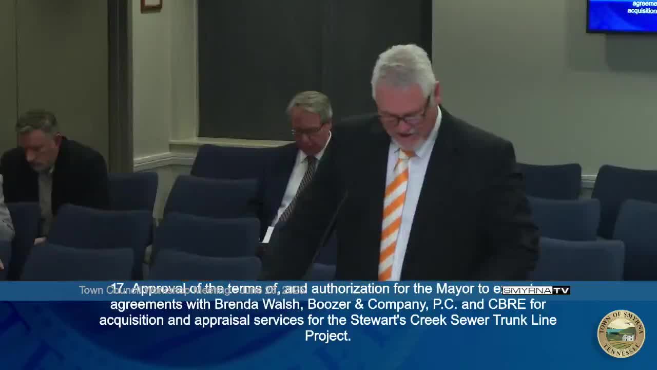 Smyrna plans $826,800 in appraisal and acquisition services for Stewart's Creek sewer trunk line project