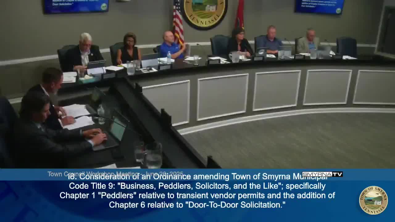 Smyrna council advances ordinance to create no‑solicitation registry and clarify transient vendor permits