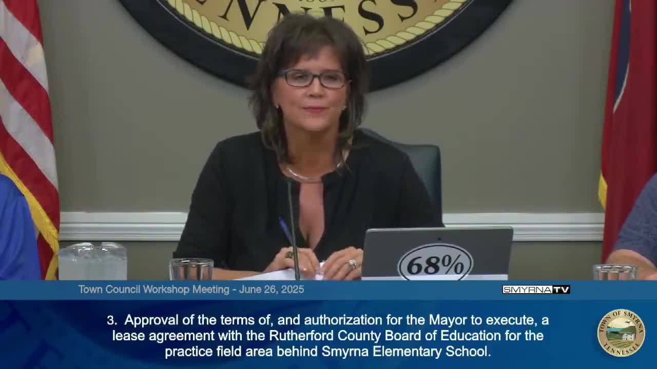 Council to consider lease with Rutherford County Board of Education for Smyrna Elementary practice fields