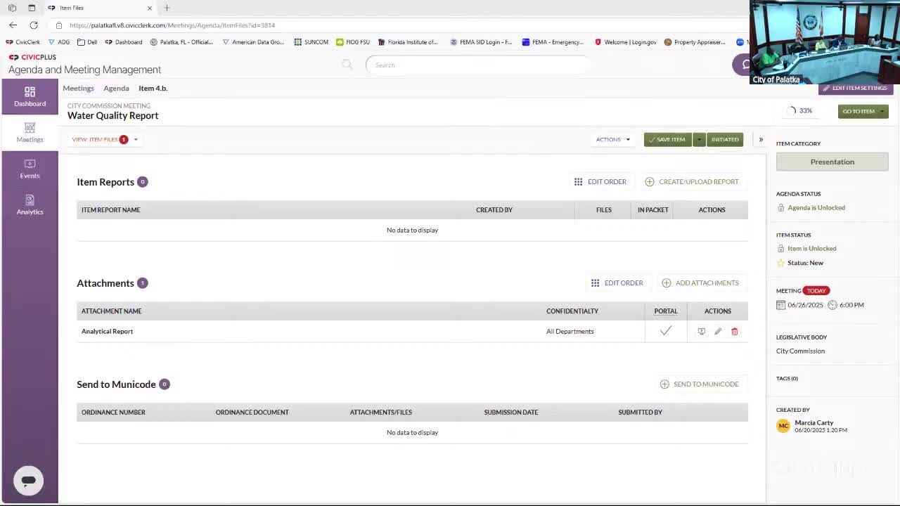 City presents water-quality report showing compliance; commissioners ask staff to review utility rates