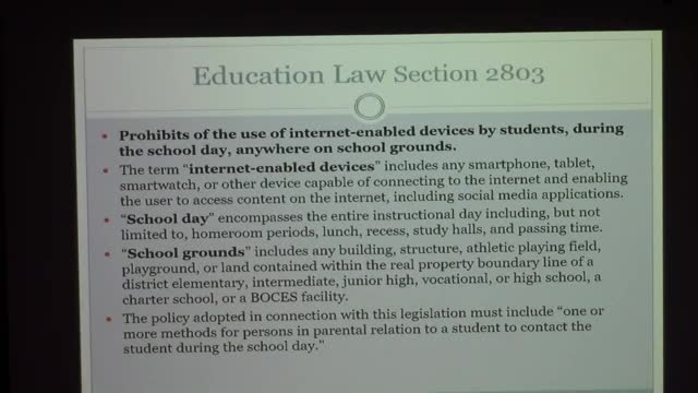 Kings Park board reviews first reading of new law-driven ban on students  internet-enabled devices during school day