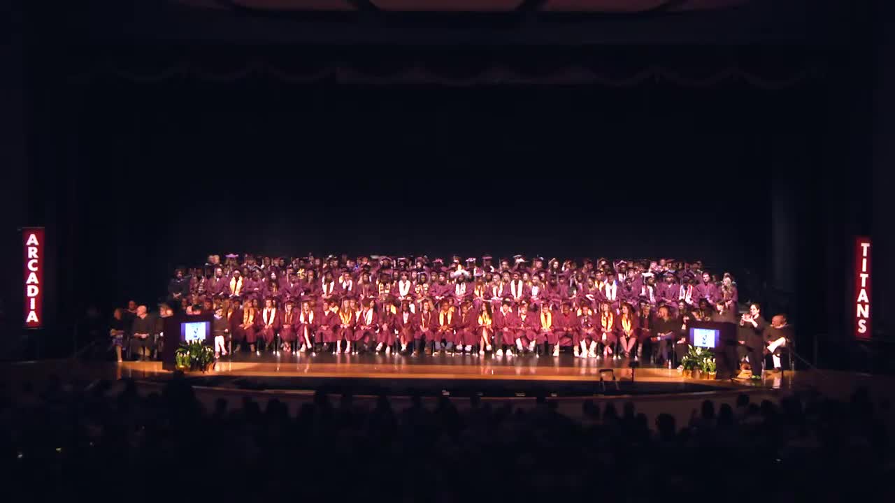 Caitlin Spring delivers inspirational graduation speech at Arcadia High School