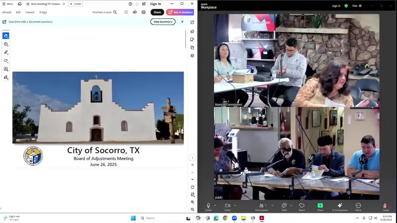 Socorro Board of Adjustment approves reduced rear setback for Kendrick Circle mobile home with condition