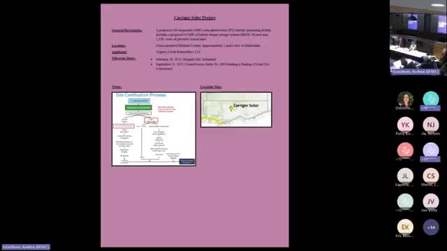 FSEC recommends governor approve Carriger Solar and 63 MW battery; council approves recommendation 6-1