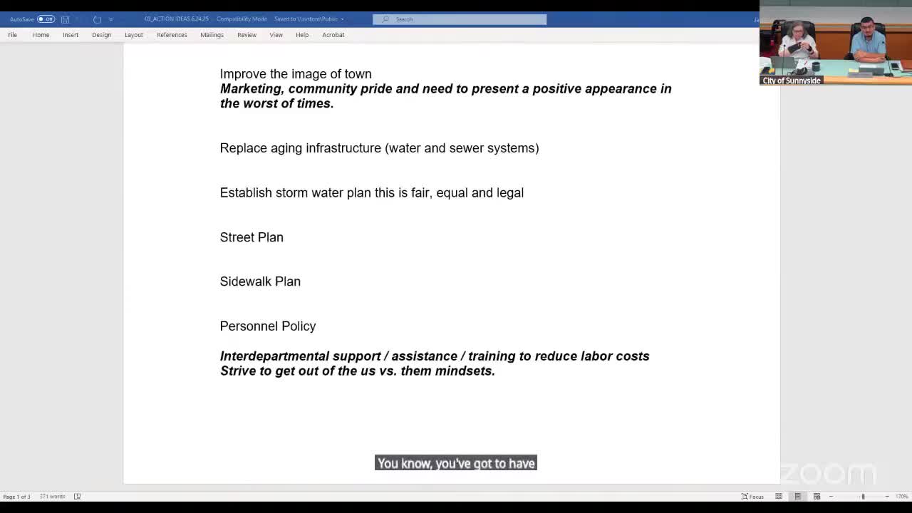 Sunnyside council flags water, wells and treatment plant as urgent capital needs