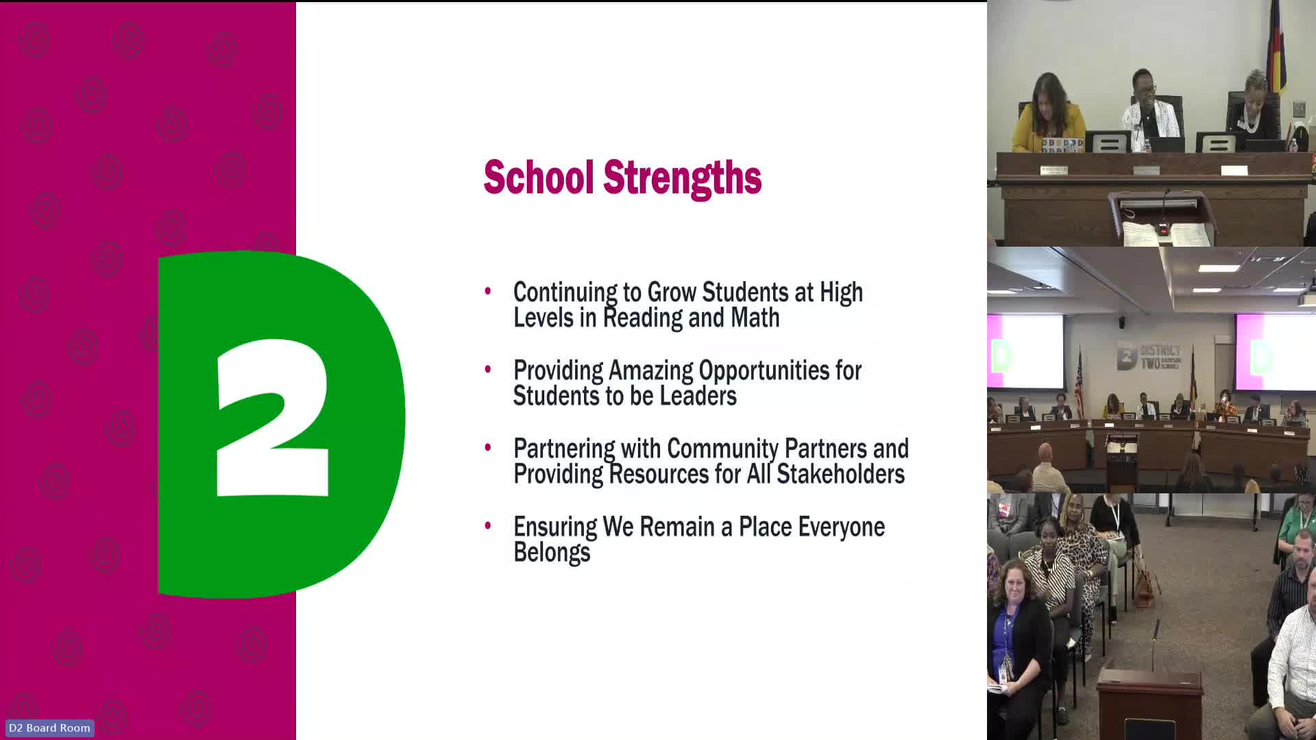 D2 Board celebrates student presentations and community inclusiveness