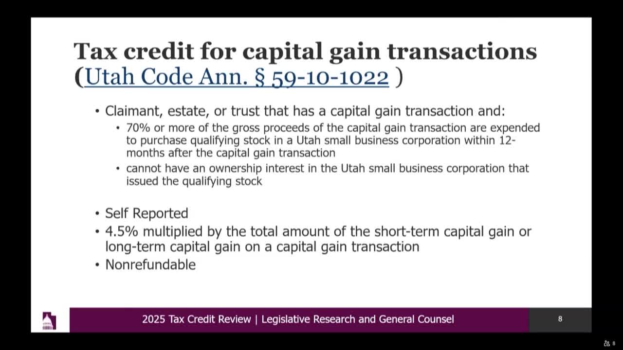 Utah Tax Credit for Capital Gains Aims to Support Small Businesses