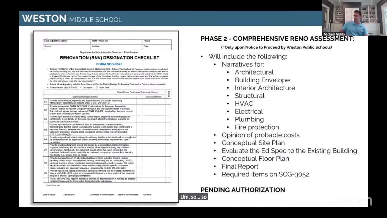 Weston Town Council reviews $40K proposal for Phase 2 renovation assessment