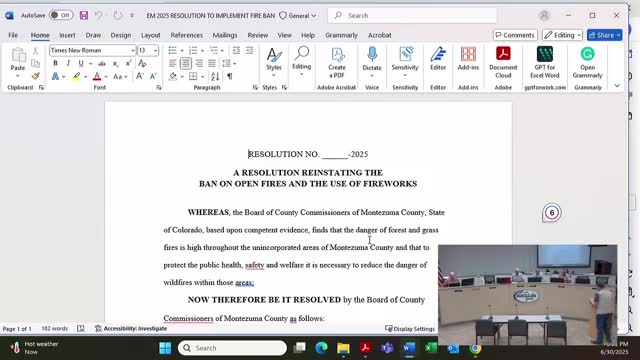 Dolores County implements countywide fire ban starting July 1 amid drought conditions