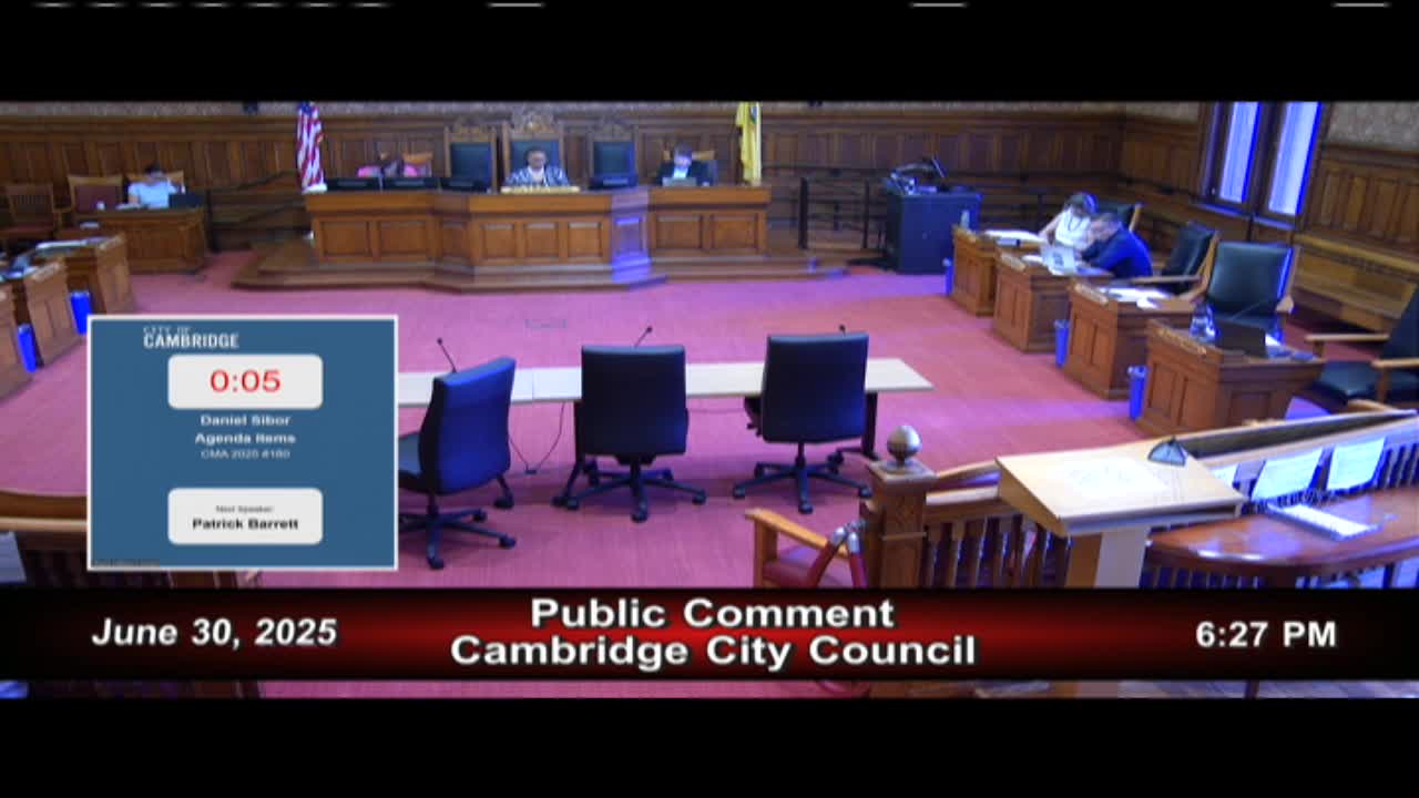 Patrick Barrett urges Cambridge City Council to prioritize inclusionary zoning reforms