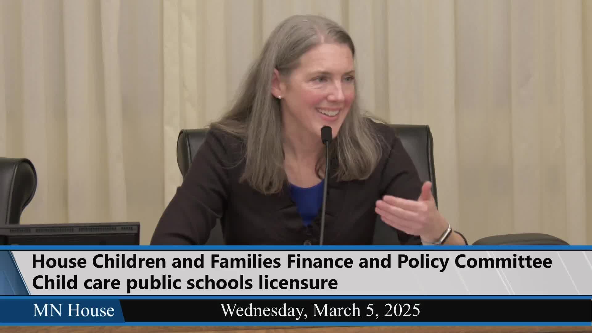 Cindy Cunningham addresses childcare regulatory challenges during legislature hearing in Saint Paul